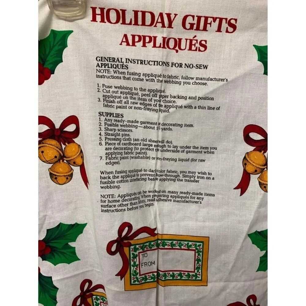 VTG Holiday Gifts Appliqués Fabric Sewing Crafts Uncut Christmas DIY Cranston US
